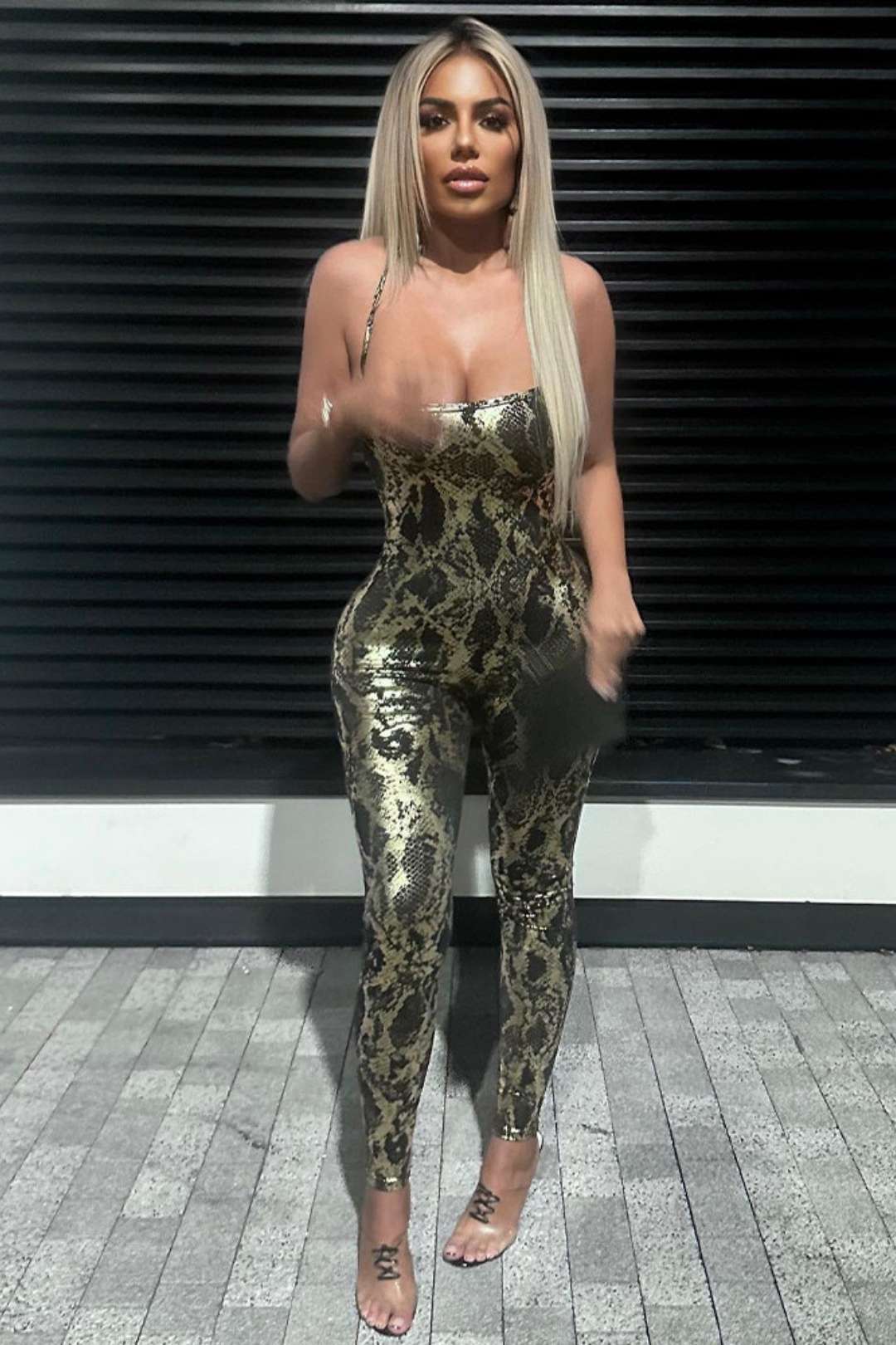 High-waist Bronzing Slim Sports Sleeveless Jumpsui