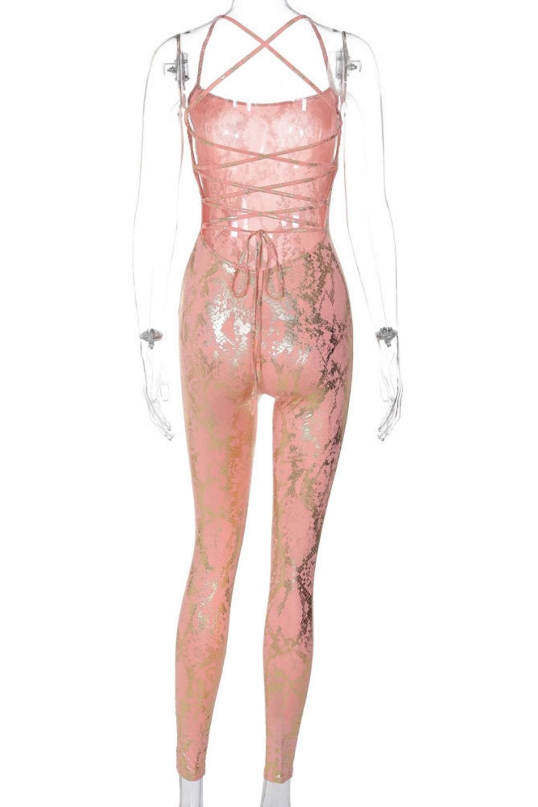 High-waist Bronzing Slim Sports Sleeveless Jumpsui