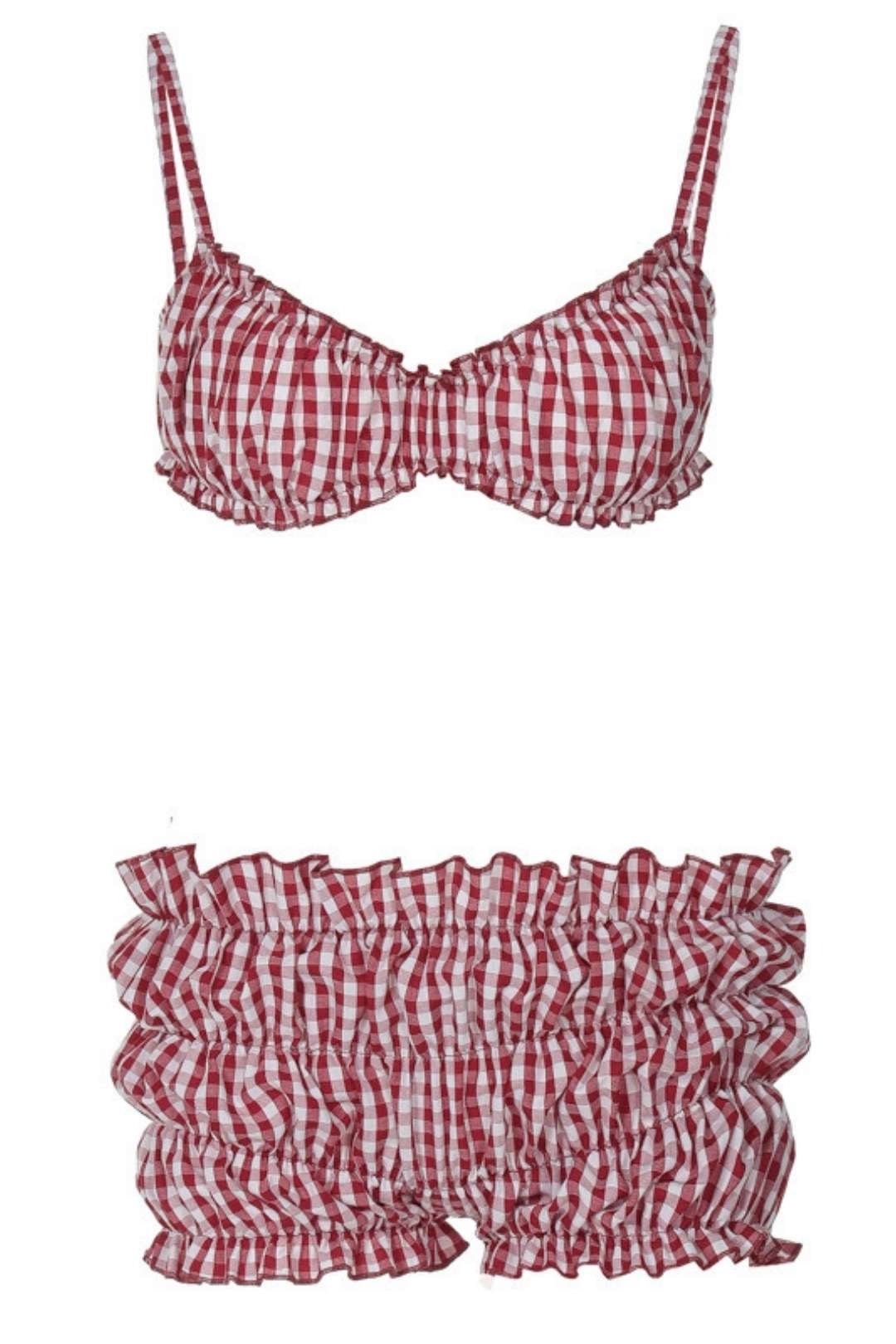 Sexy Plaid Split High Waist Bikini