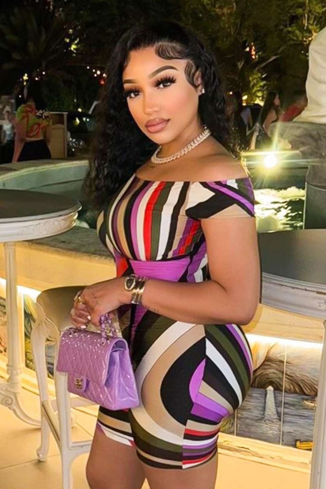 Printed Short-sleeved One-shoulder Slim Fit Jumpsuit