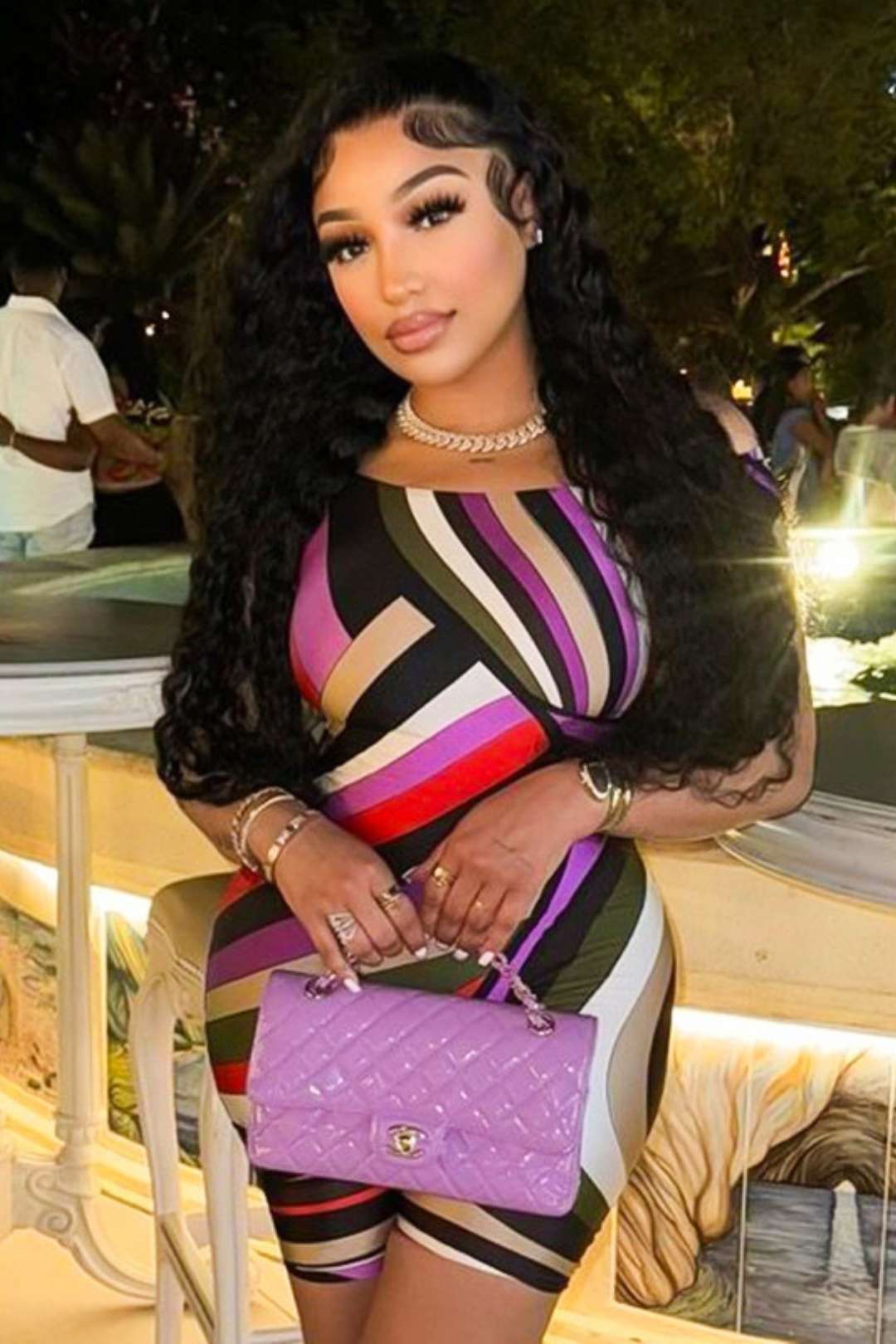 Printed Short-sleeved One-shoulder Slim Fit Jumpsuit