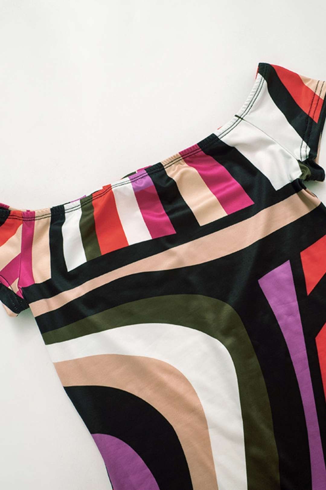 Printed Short-sleeved One-shoulder Slim Fit Jumpsuit