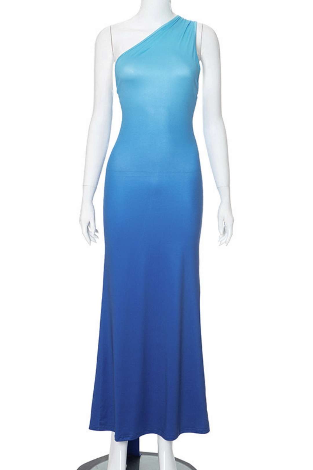 One-shoulder Halterneck Pleated Backless Dress