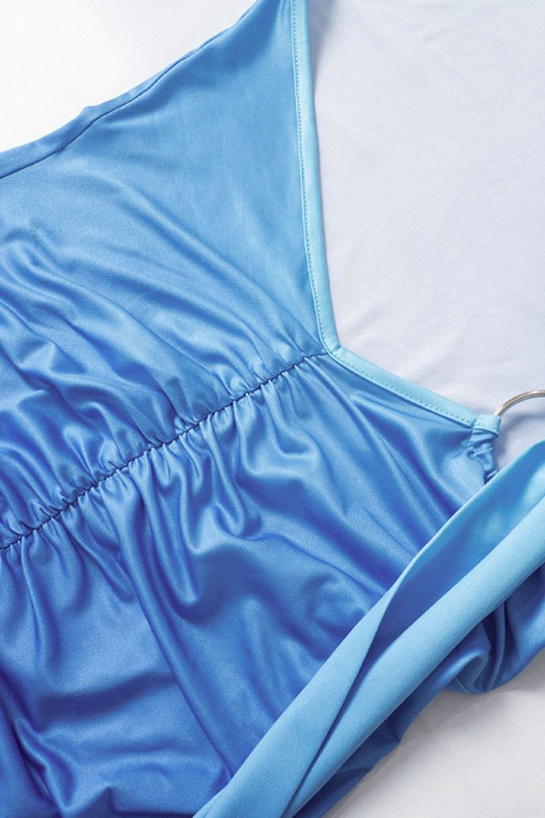 One-shoulder Halterneck Pleated Backless Dress