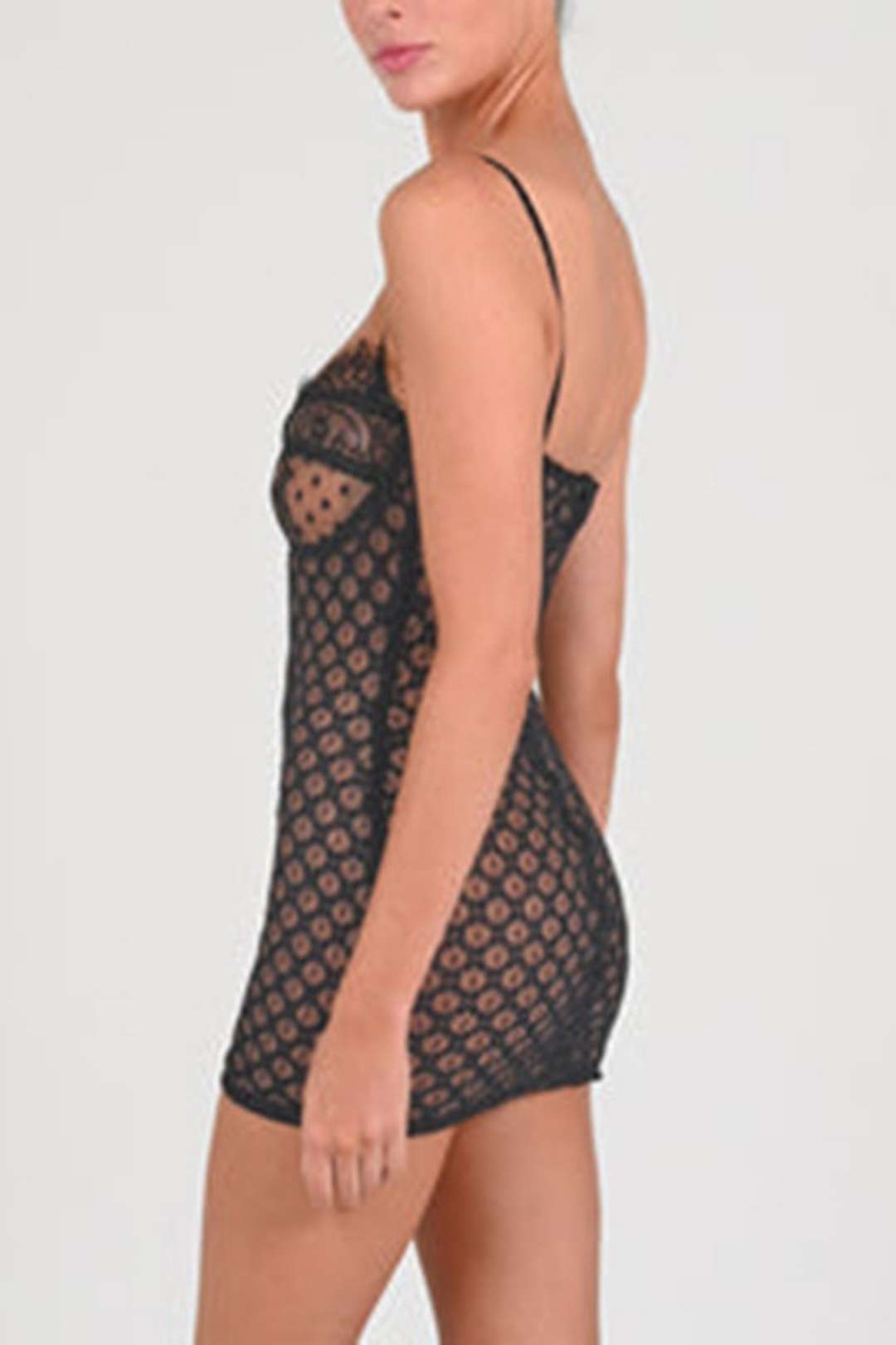 Backless Tight Lace One-line Collar Polka Dot Dress