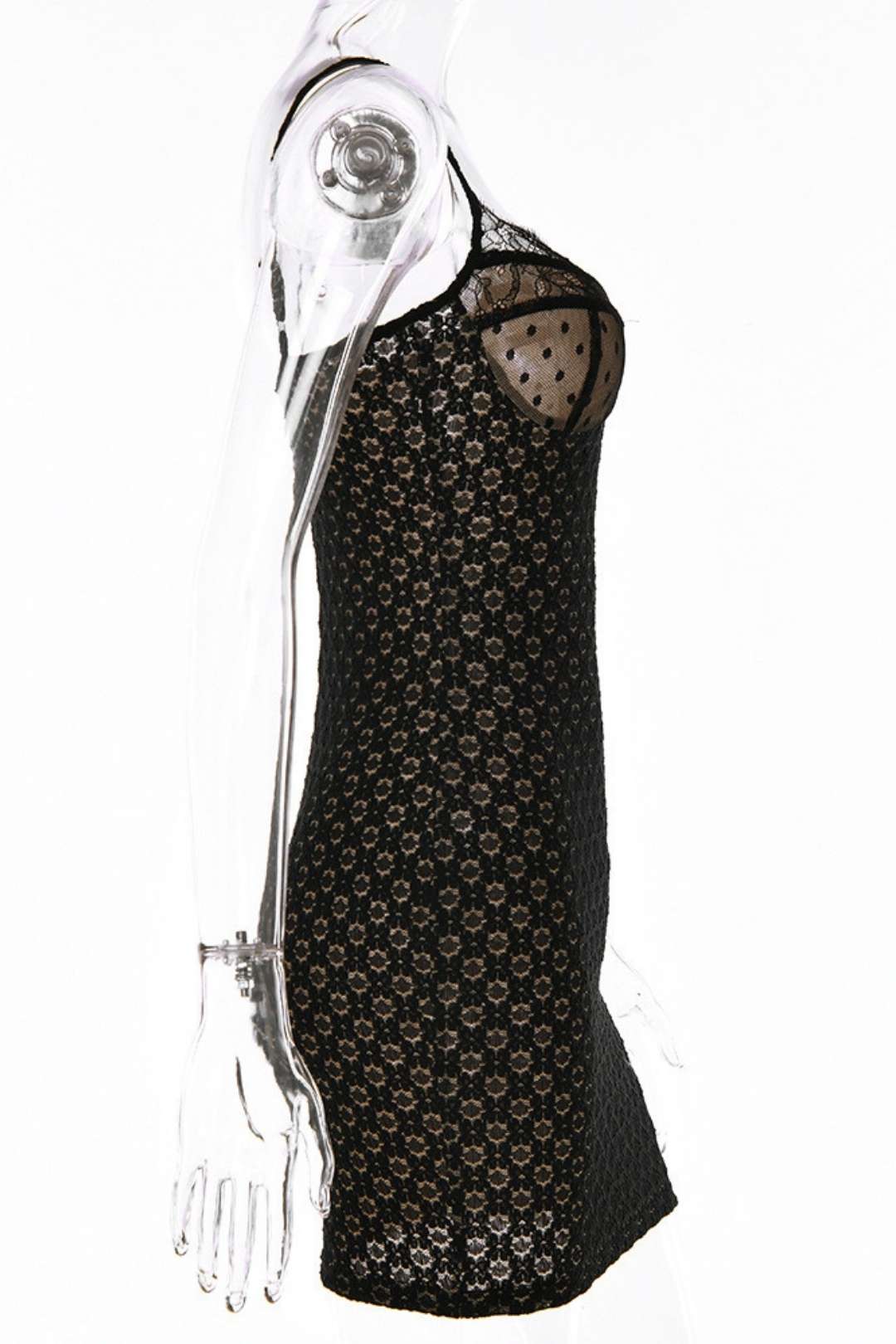 Backless Tight Lace One-line Collar Polka Dot Dress