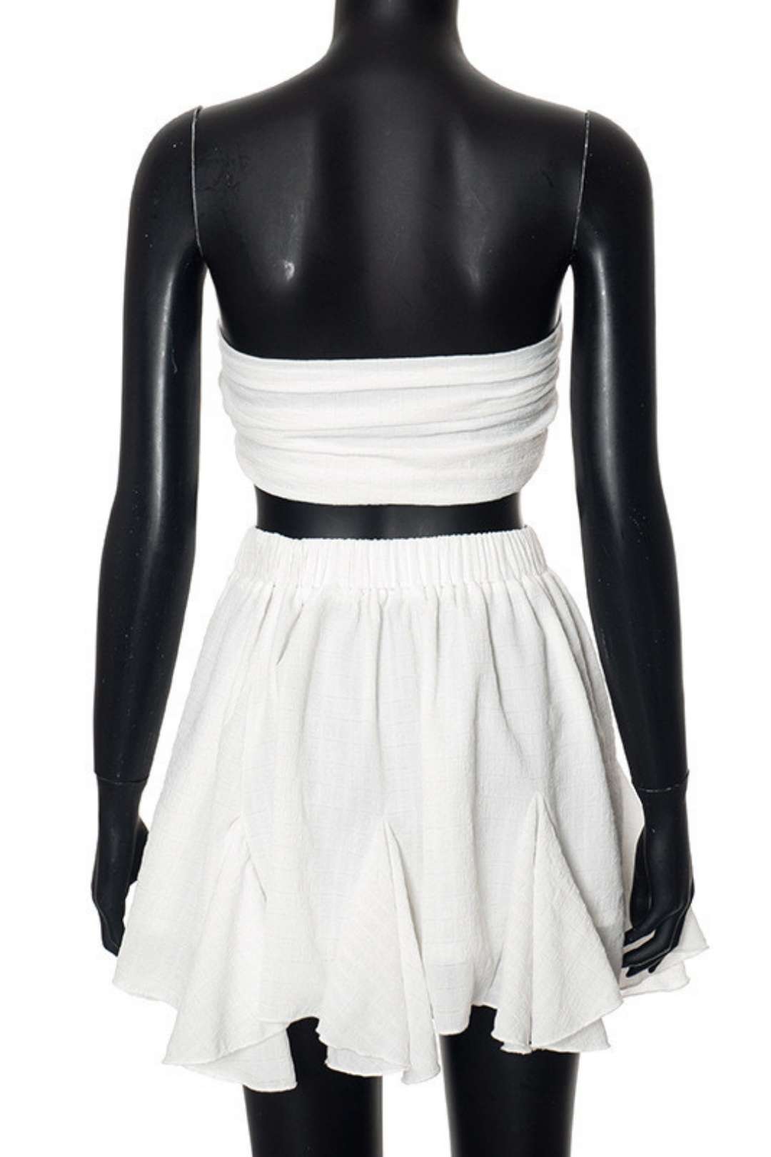 Holiday Style Chiffon Tube Top Ruffle Skirt Suit