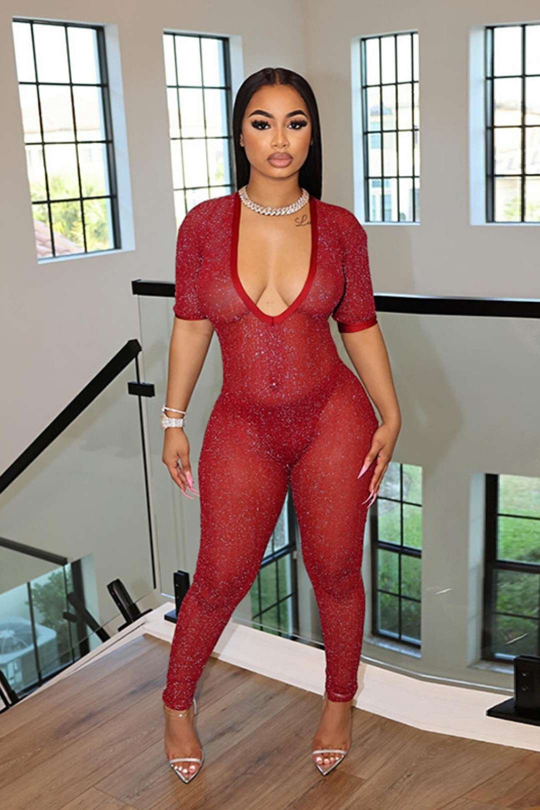 Short-sleeved High-waist Tight Jumpsuit