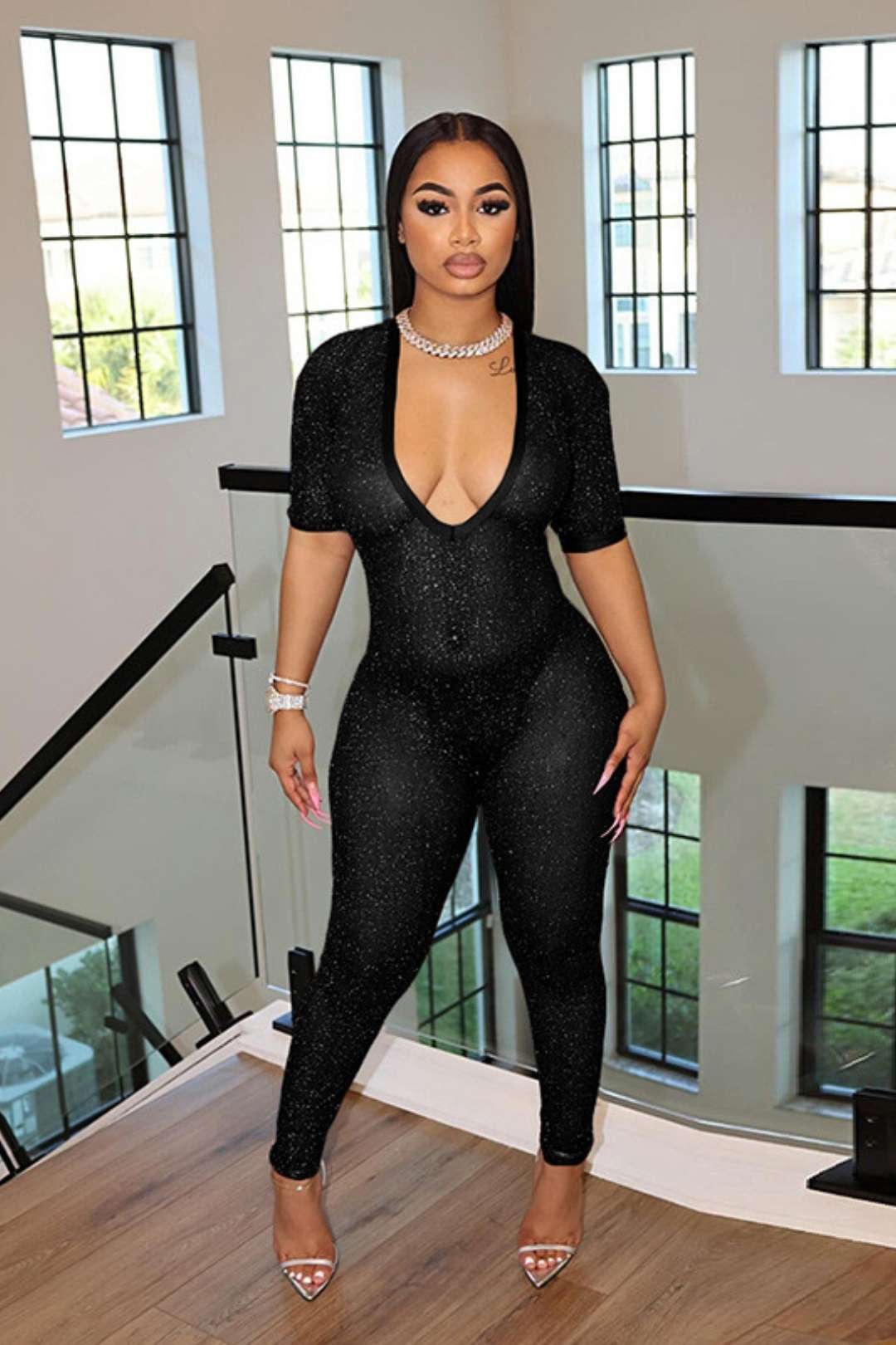 Short-sleeved High-waist Tight Jumpsuit