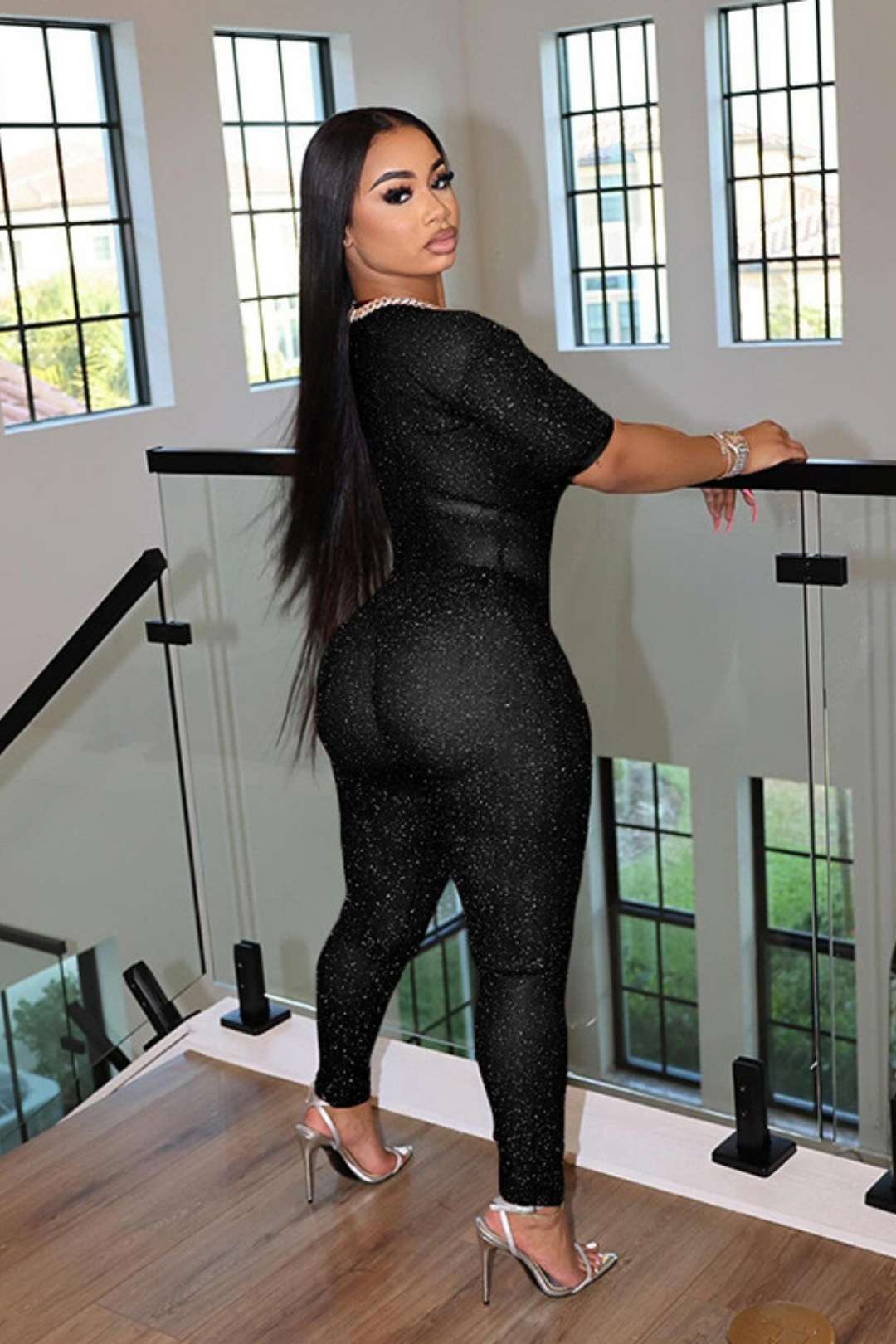 Short-sleeved High-waist Tight Jumpsuit