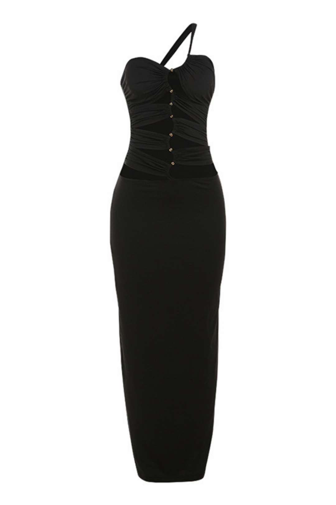 Sexy Hollow Strap Solid Color Slim Fit Hip-hugging Dress