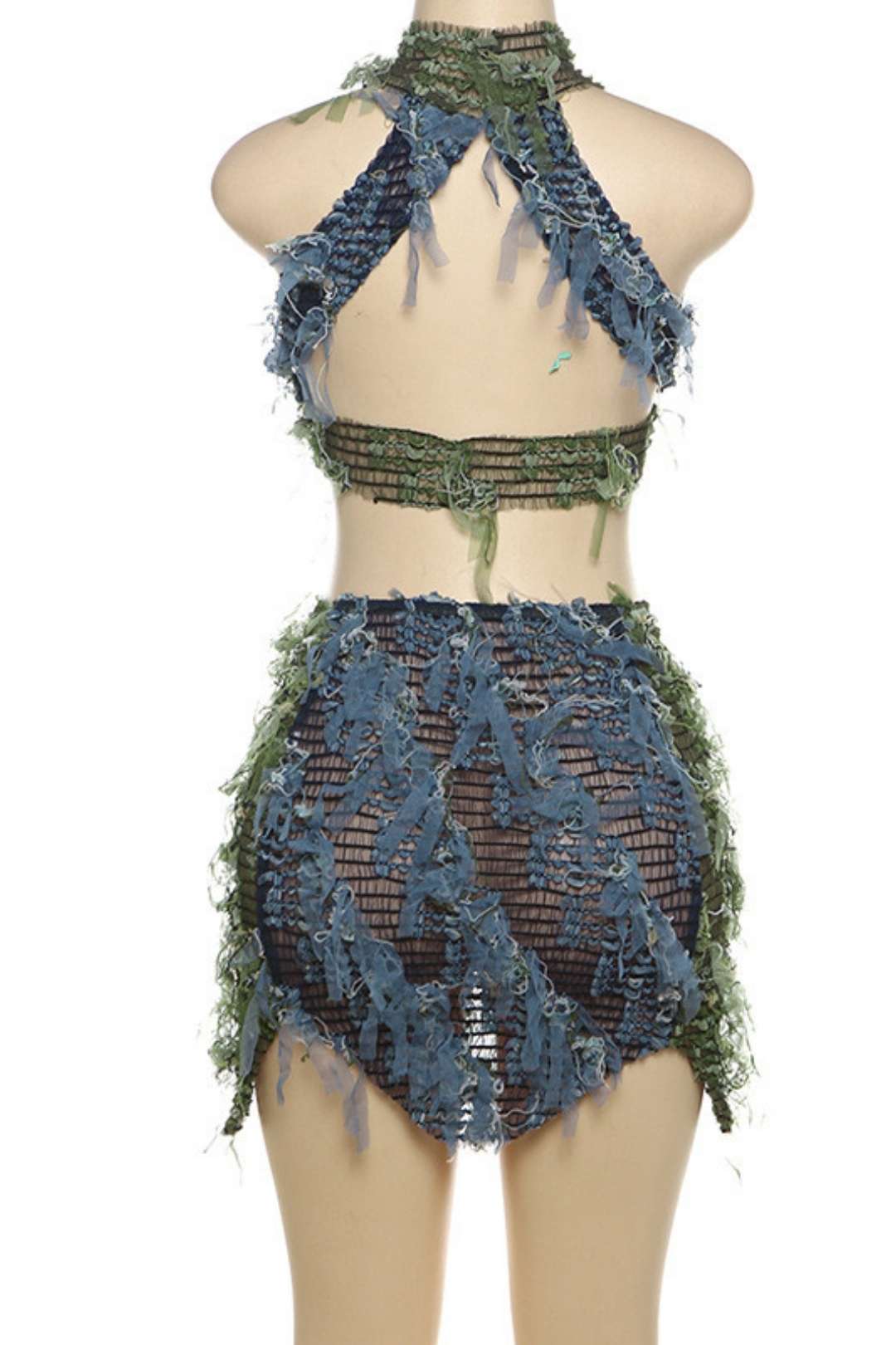 Sleeveless Halter Neck Covered Skirt Suit