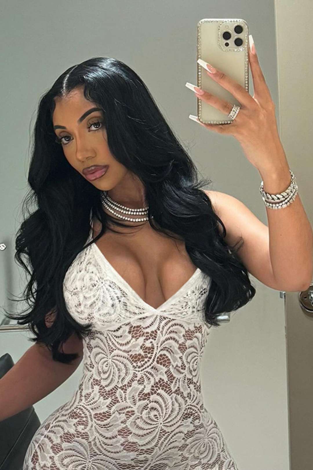 Sexy Deep V Suspender Backless Lace See-through Tights Jumpsuit