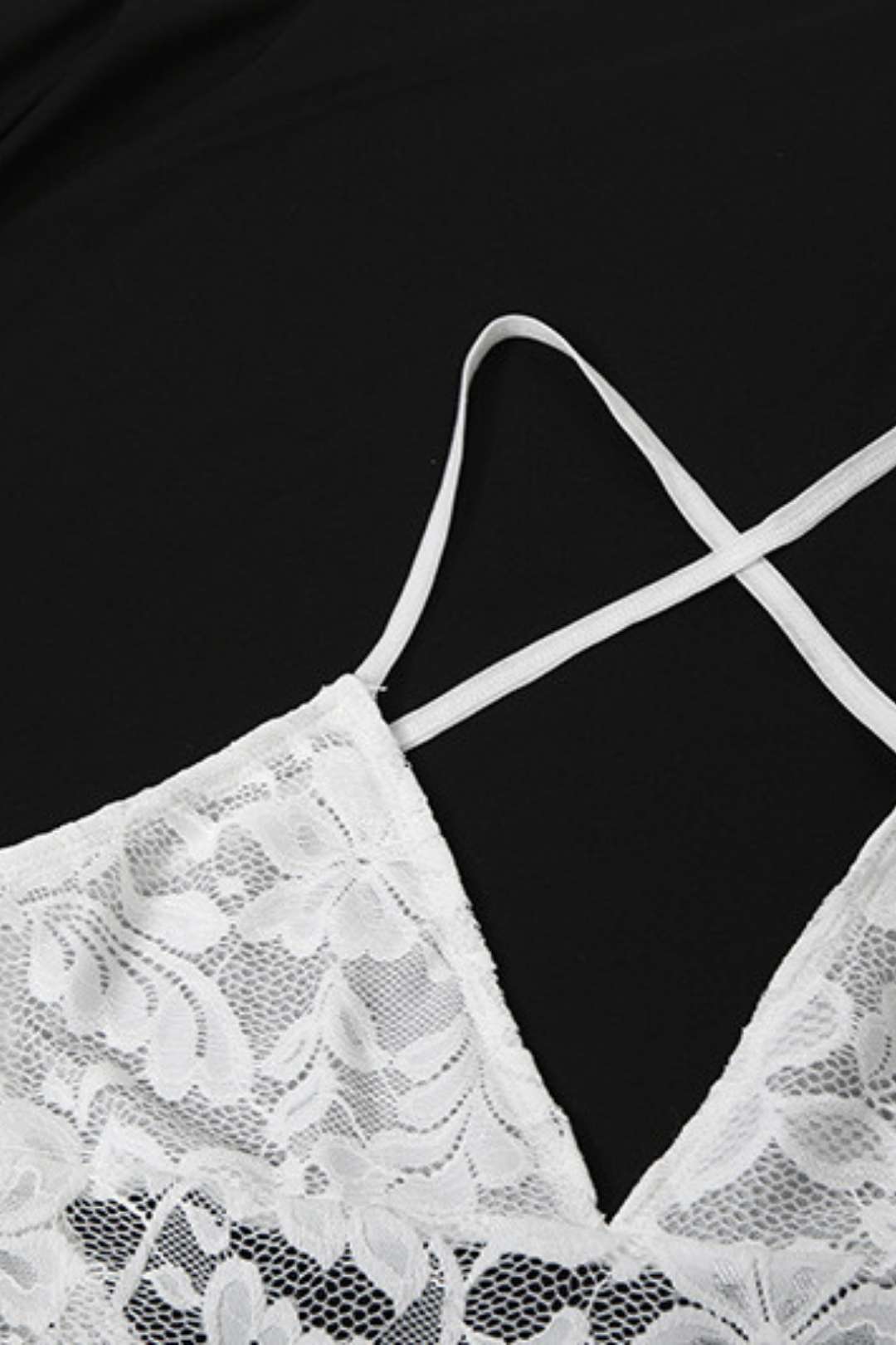 Sexy Deep V Suspender Backless Lace See-through Tights Jumpsuit