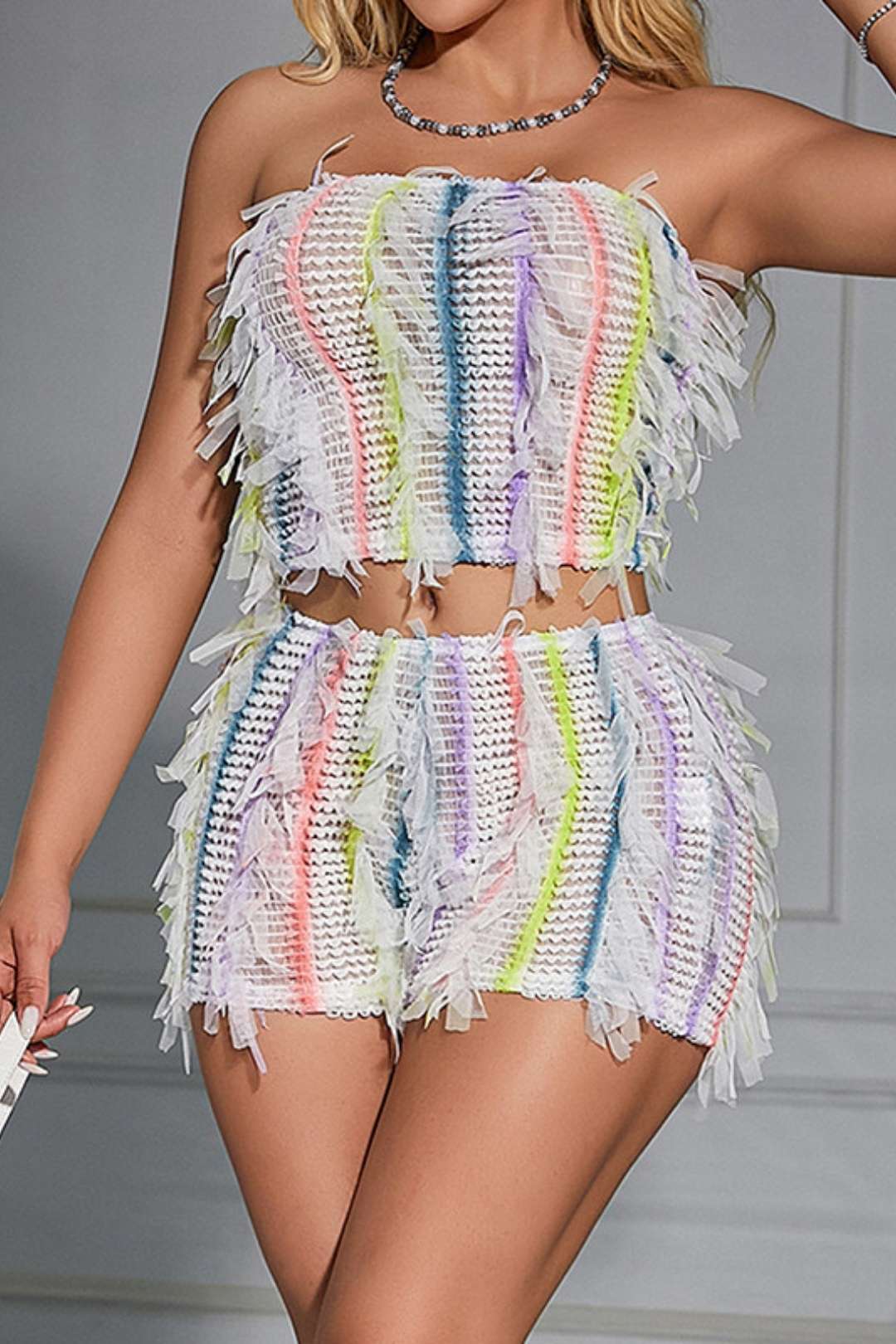 Sexy Sleeveless Tube Top Top Hip-covering Slim Shorts Two-piece Suit