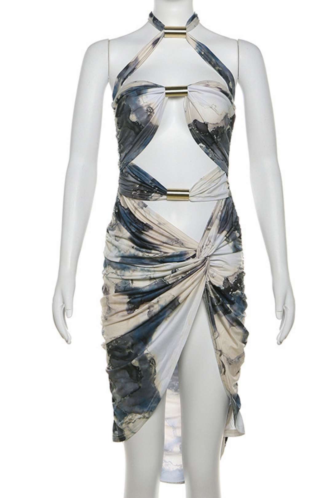 Halter Neck Low-cut Sexy Backless Dress Short Dress