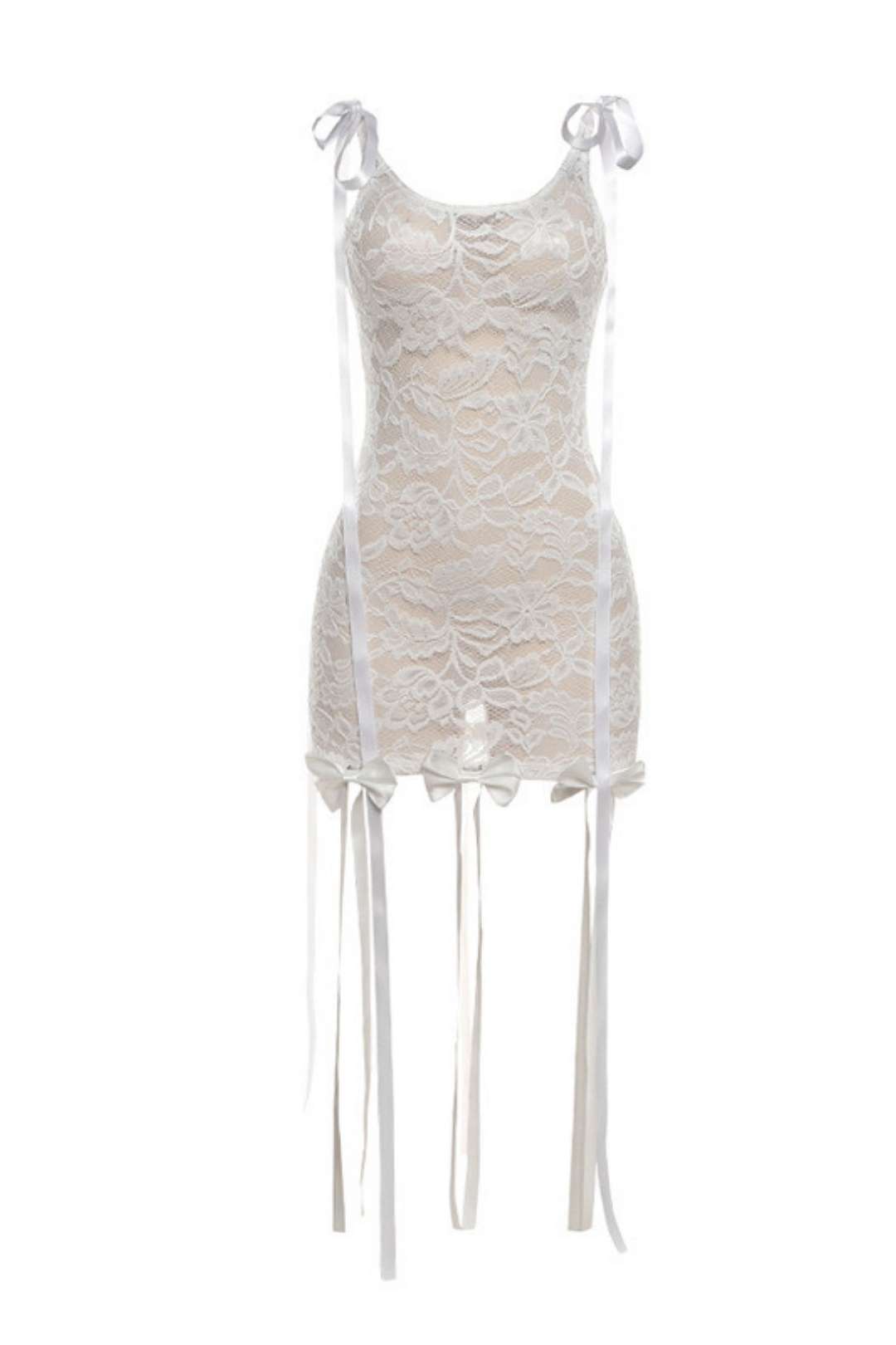 Sexy Vest Lace Hollow Bow Ribbon Dress