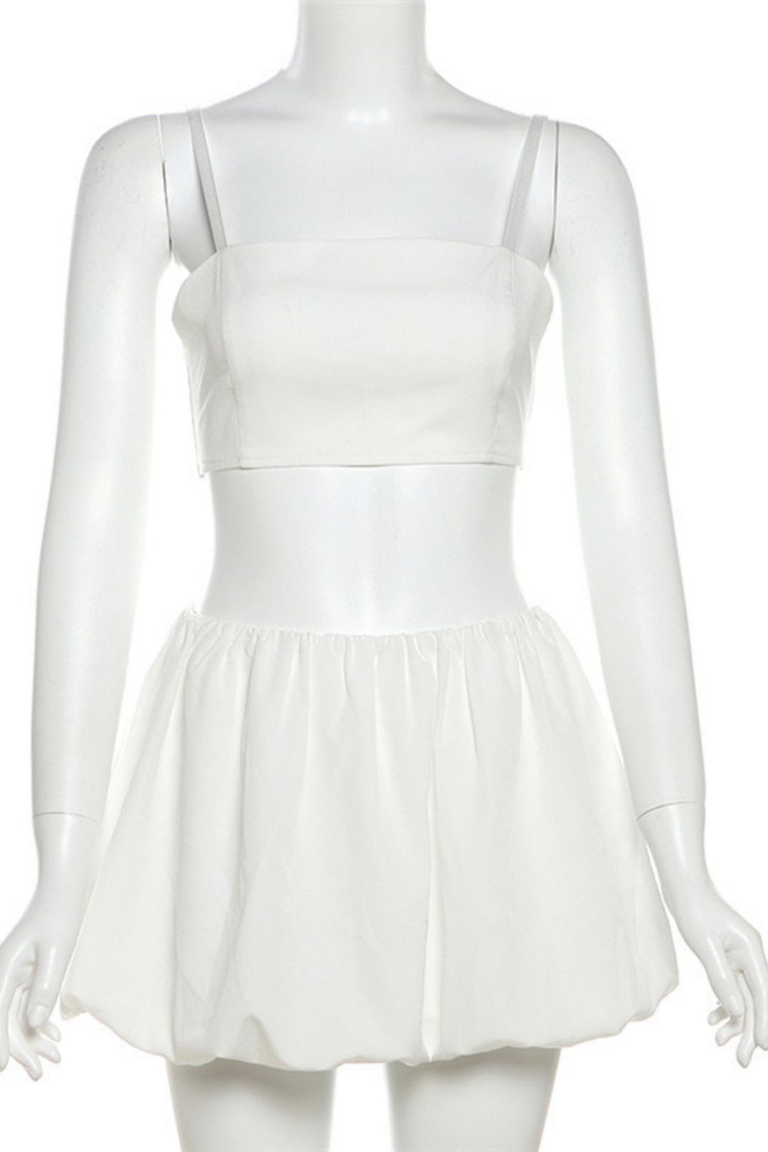 Camisole Strappy Short Top Puffy Skirt Suit