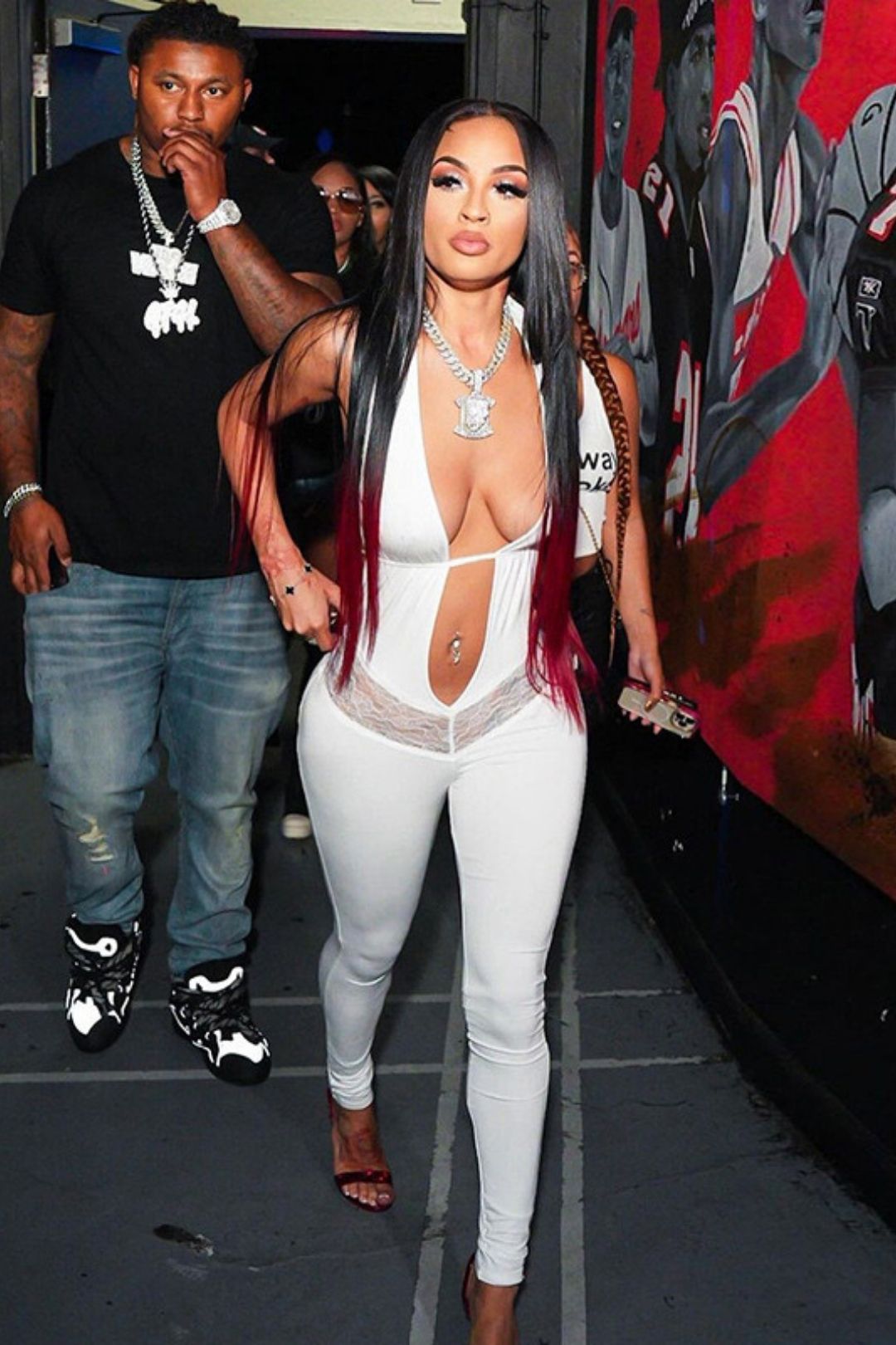 Halter Neck Deep V-neck Backless Lace Hollow Slim Trousers Jumpsuit