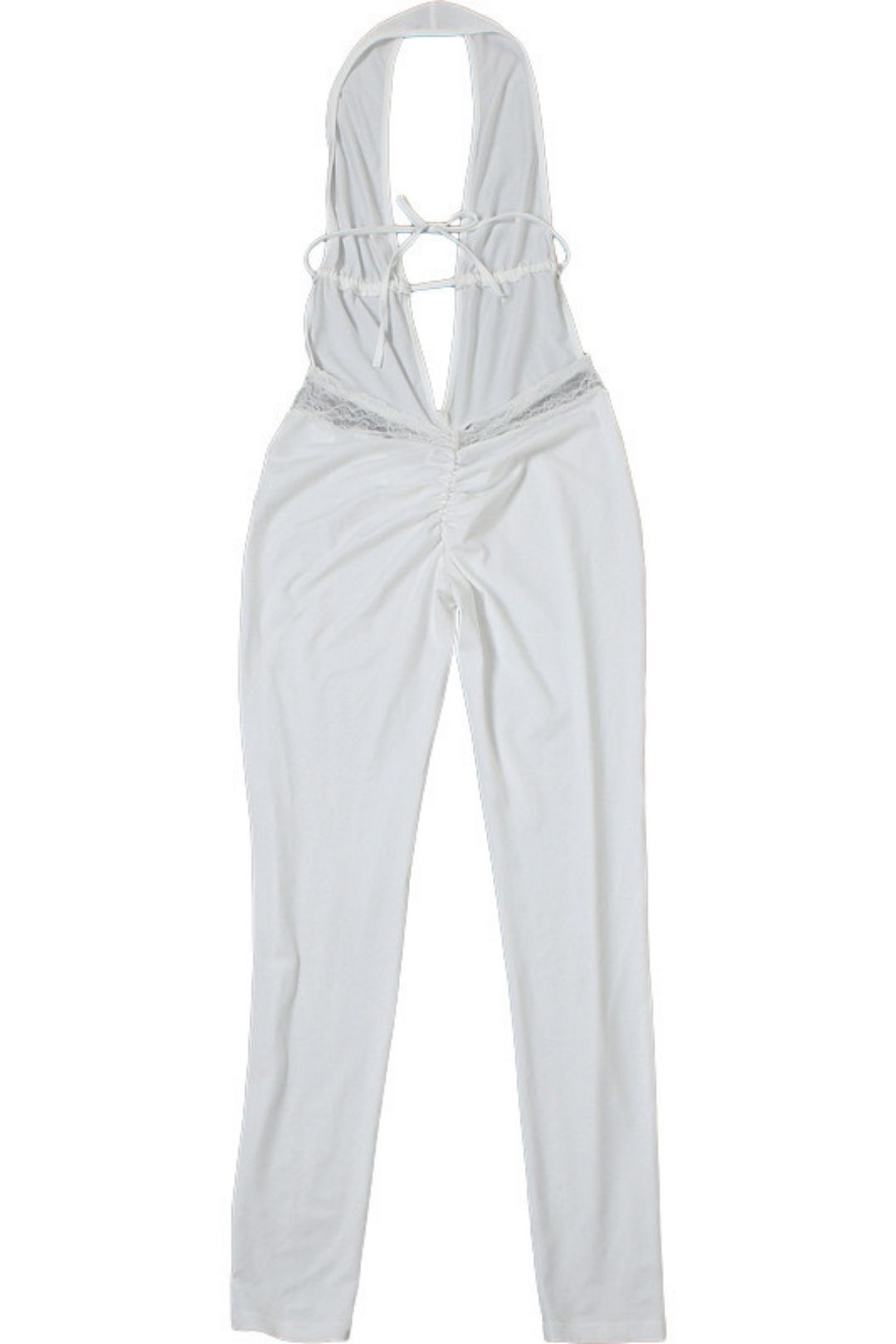 Halter Neck Deep V-neck Backless Lace Hollow Slim Trousers Jumpsuit