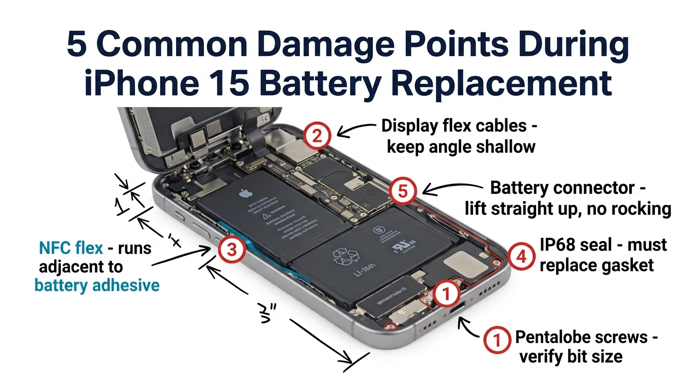 5 common damage points during iPhone 15 battery replacement