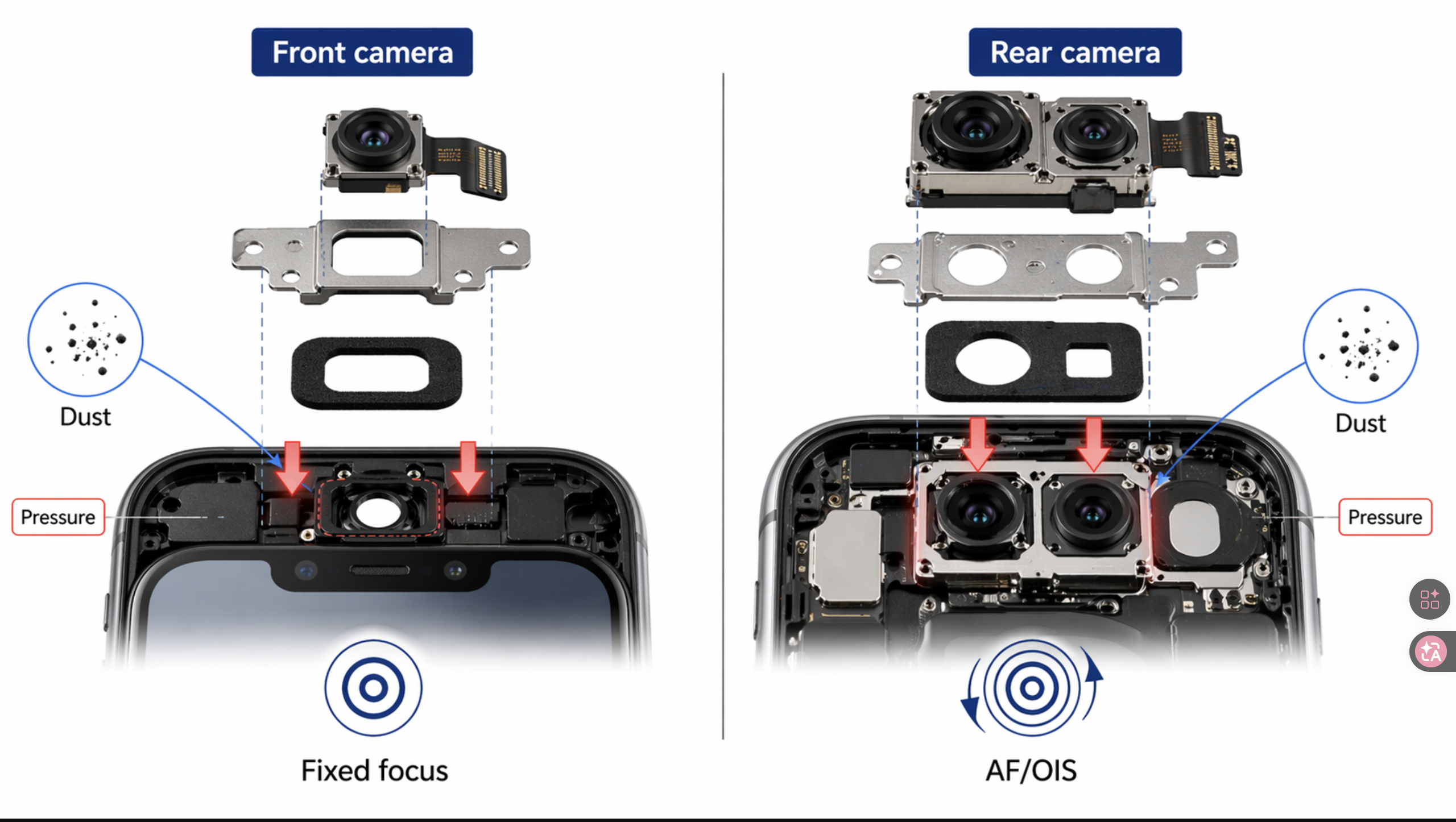 Front camera vs rear camera diagnostic logic