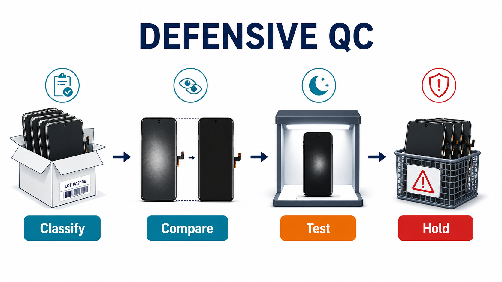Defensive QC flow for Samsung screen callback prevention
