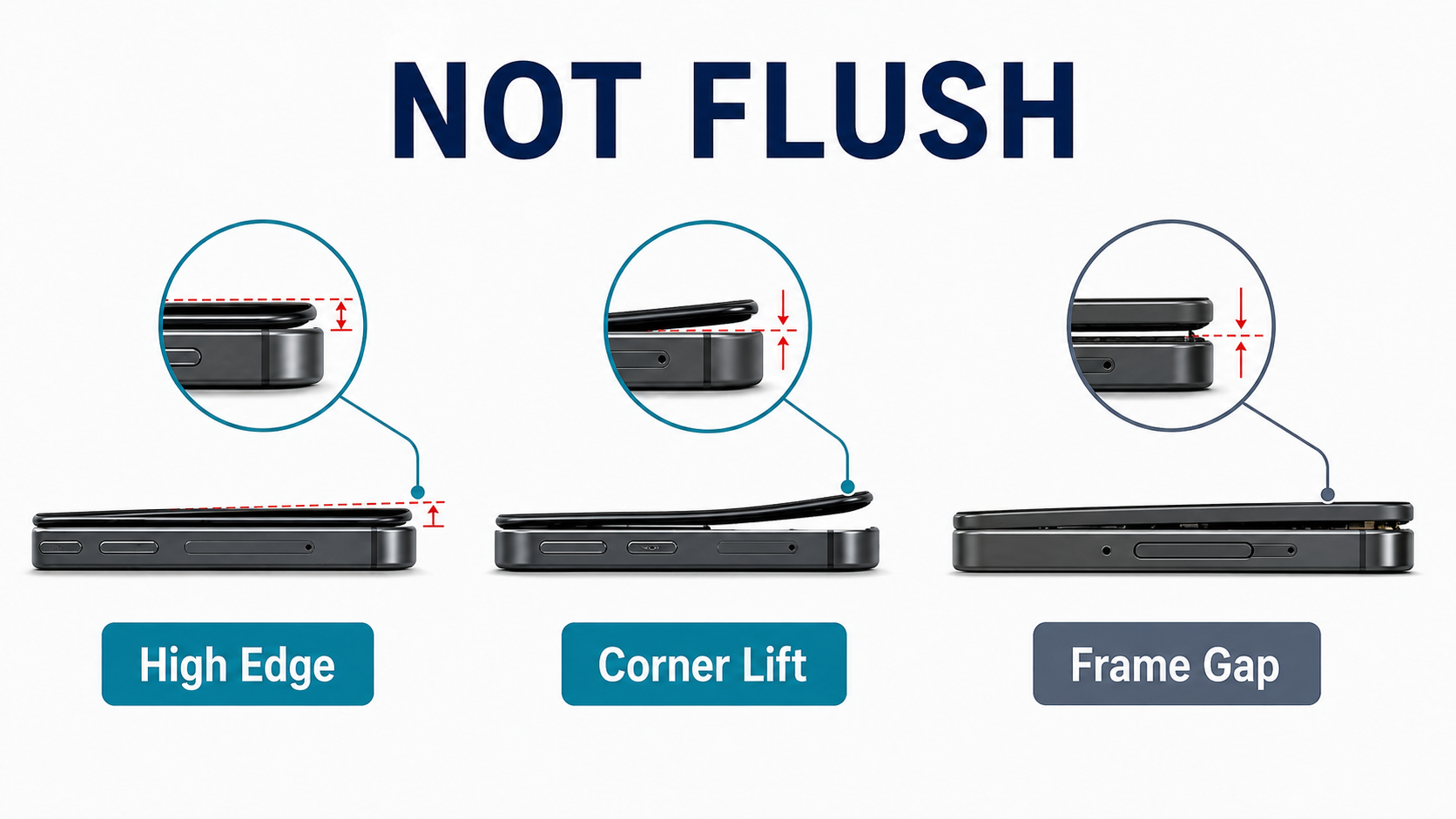 Common not-flush replacement screen fitment patterns