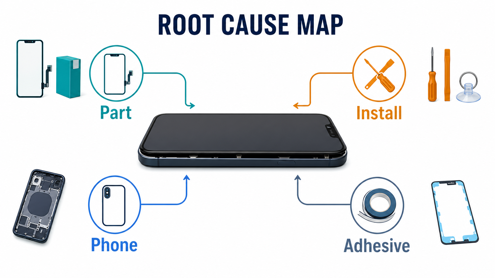 Replacement screen fitment root cause map