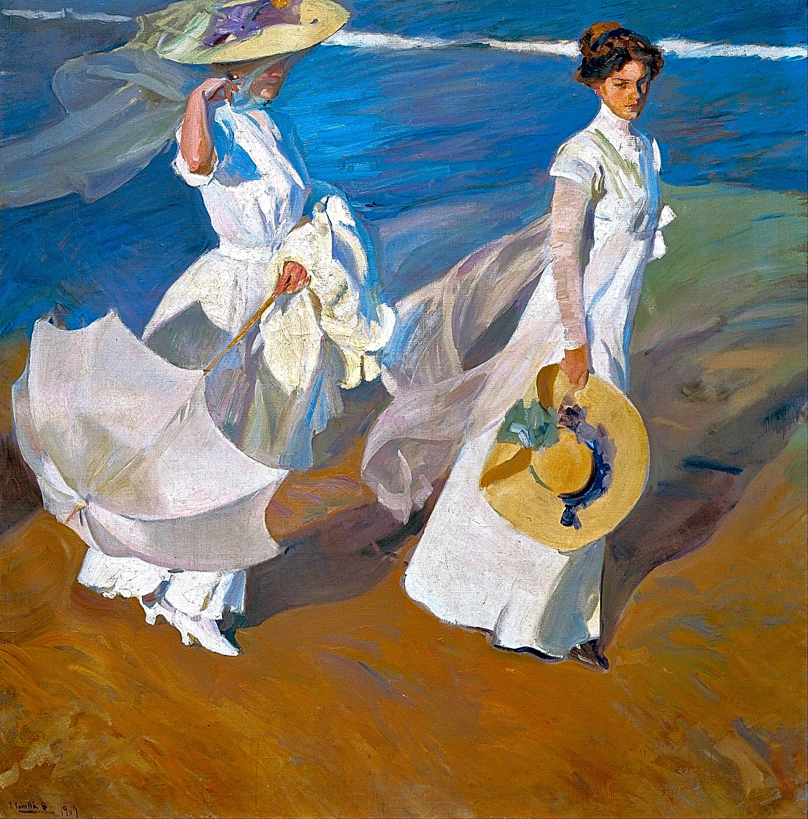 Pintura a óleo de Joaquín Sorolla retratando família espanhola em cena doméstica com tons claros e alegres.