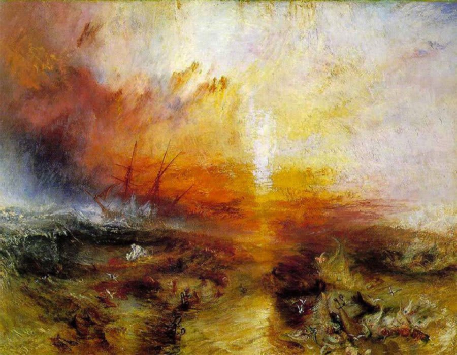 Vista caótica y expresiva de 'El Barco de Esclavos' de Turner