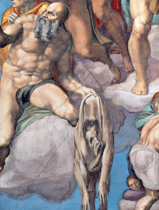 Self-portrait - Sistine Chapel - Paintings by Michelangelo Buonarroti