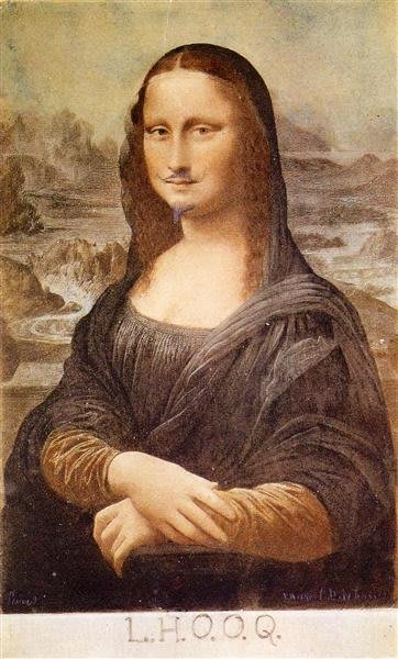 L.H.O.O.Q. de Marcel Duchamp, una Mona Lisa con bigote y barba