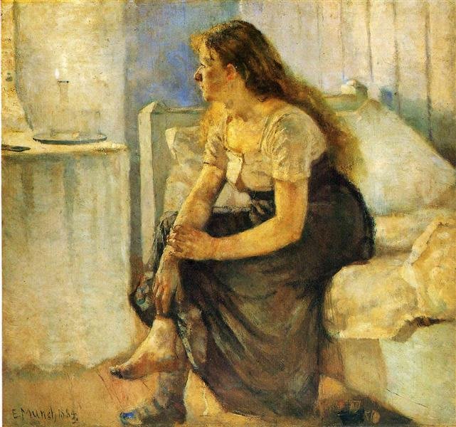 Manhã. Edvard Munch. 1884 - Óleo sobre tela (96,5 x 103,5 cm) - Localização: Coleção Rasmus Meyer, Bergen, Noruega