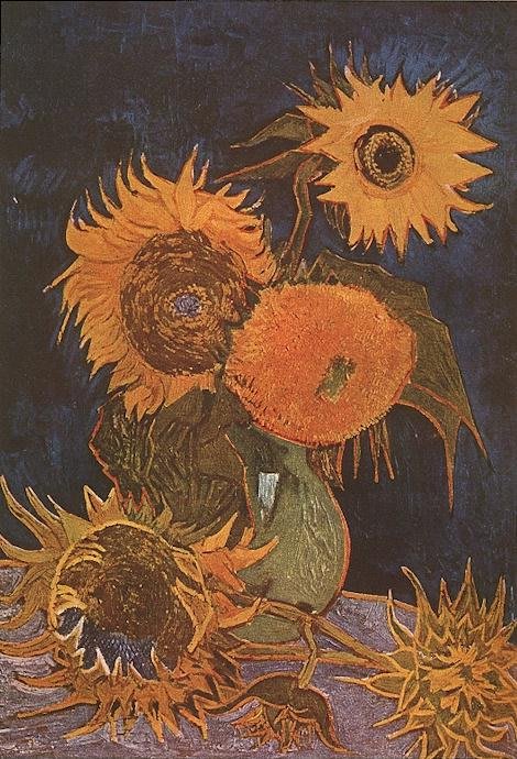 Jarrón con Cinco Girasoles. 1888 - Pintura destruida durante la <em><strong>Segunda Guerra Mundial</strong></em>