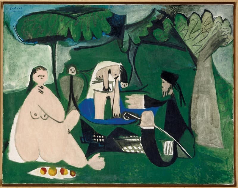 Luncheon on the Grass. Pablo Picasso. 1960 - Oil on Canvas (114 x 146cm) - Location: Musée Picasso, Paris