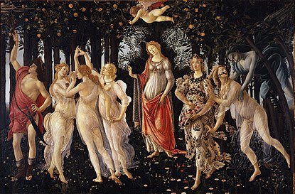 La Primavera. Sandro Botticelli. 1482 - Témpera sobre tabla (203 x 314 cm) - Ubicación: Galería Uffizi, Florencia (Italia)