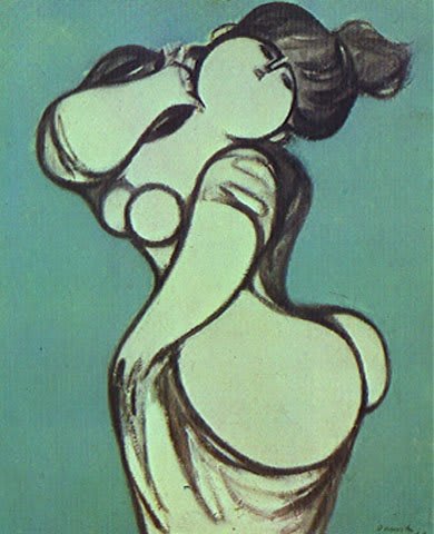 Cena urbana con figuras, pintada por Milton Dacosta en su estilo distintivo