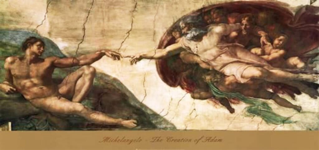 The Creation of Adam on the ceiling of the Sistine Chapel