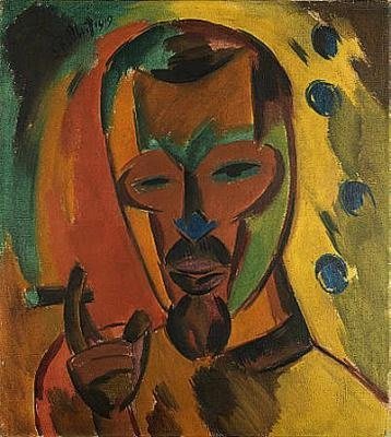 Autorretrato com Charuto. Karl Schmidt-Rottluff. 1919 (expressionismo)