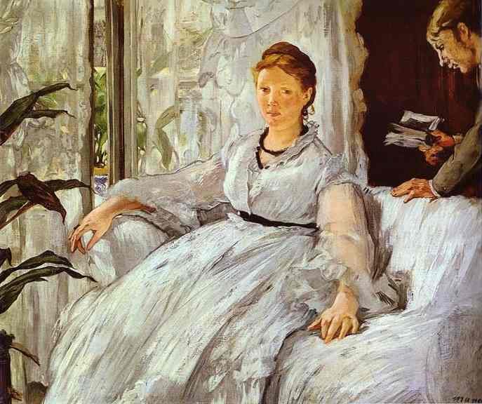 A Leitura. Édouard Manet. 1865-1873 - óleo sobre tela (74 x 61 cm) - Localização: Museu d'Orsay, Paris (França)