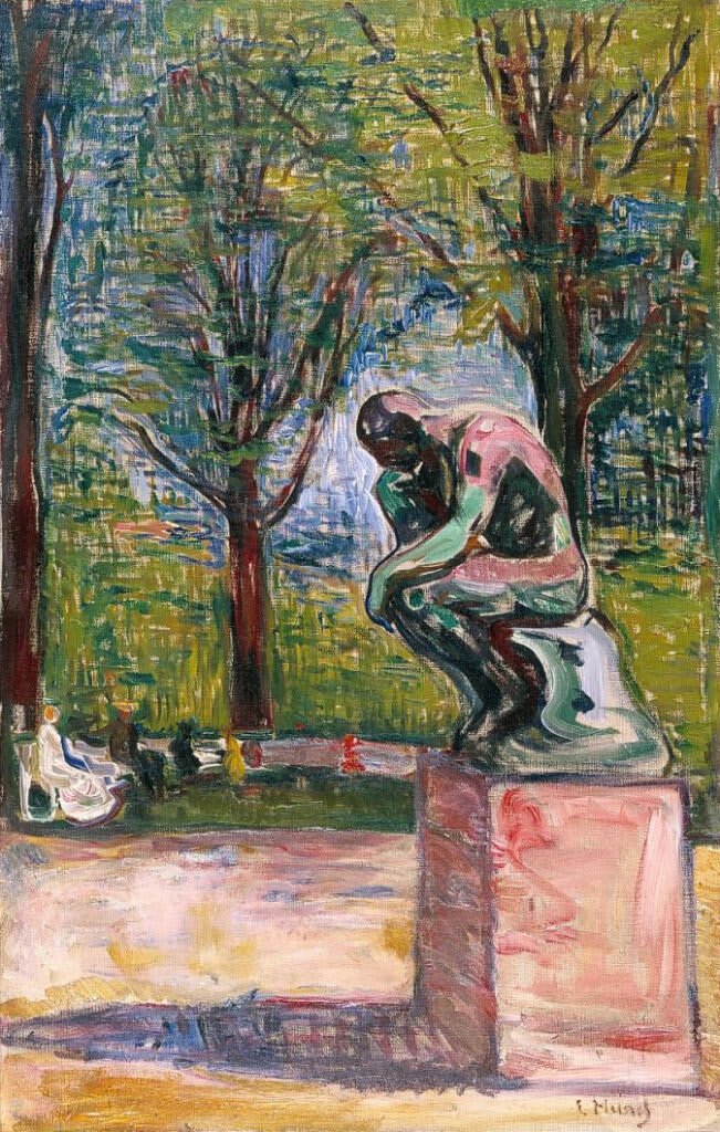 O Pensador de Rodin no Parque do Dr. Linde em Lübeck. Edvard Munch. 1907 - Museu Rodin, Pari