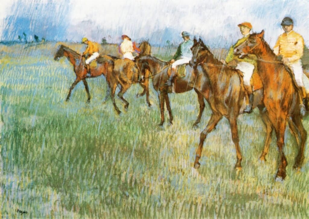 - Jóqueis na Chuva. Edgar Degas. 1880.81