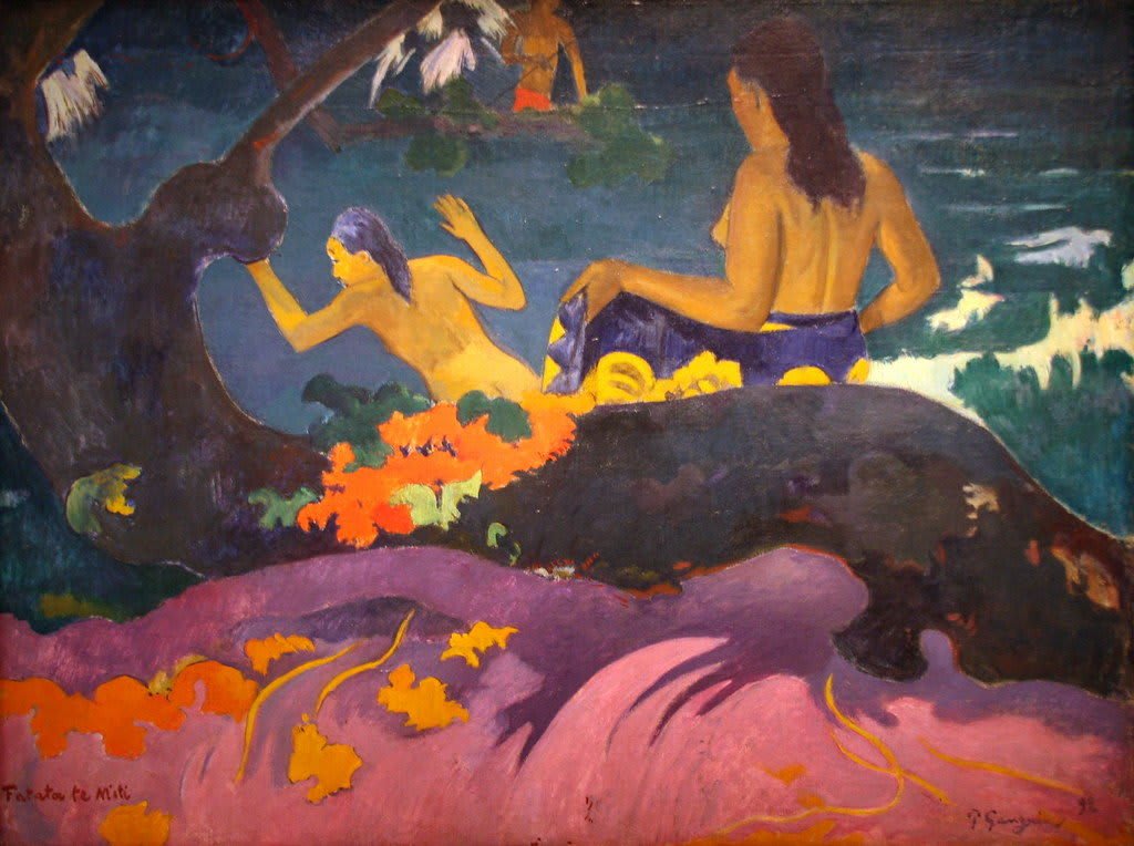 Miti de Fatata Te (ou By the Sea). 1892 - Óleo sobre tela - Localização: Galeria Nacional de Arte de Washington, USA