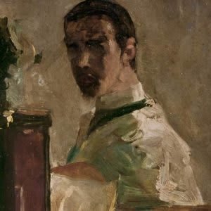 Auto-retrato na frente de um espelho 1880 - Óleo sobre cartão, 40 x 32cm - Museu Henri de Toulouse Lautrec, Albi