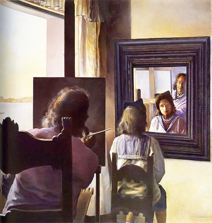 Salvador Dalí - Dali de costas pintando gala de costas