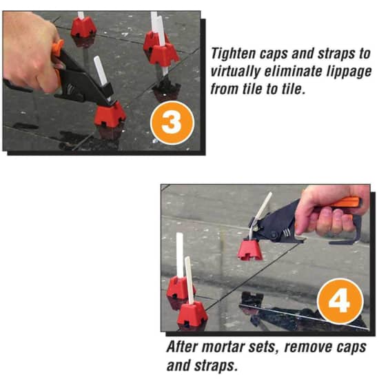 tighten straps eliminates lippage from tile to tile. stone or ceramic tile