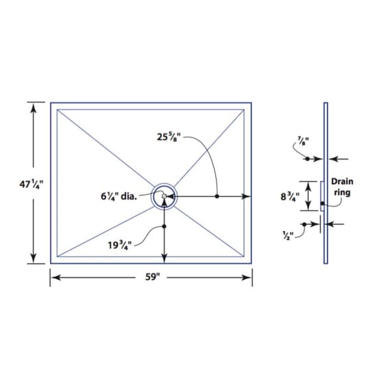 47 1/4 x 59inch Arc Shower Base TB5947-S