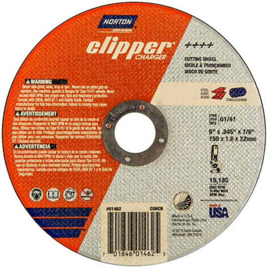 Norton Clipper 6" Charger Abrasive Right-Angle Cut-off Wheels - Type 01/41 (25 pack)
