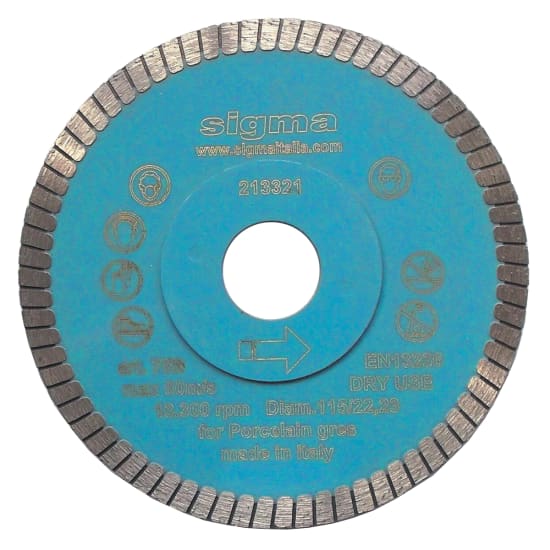 75B Sigma 115mm 4-1/2 in. Turbo Diamond Blade For use on porcelain tiles, granite thin panel tile